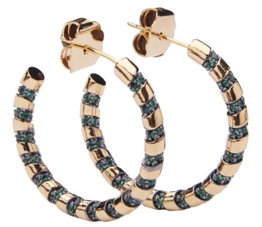 Pico Kate Crystal Green Øredobber Brass Goldplated M01019-Green