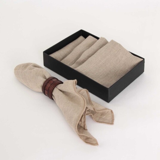 Lama Halvor Bakke Tøyserviett 100% lin natural (4pk) i Gaveeske
