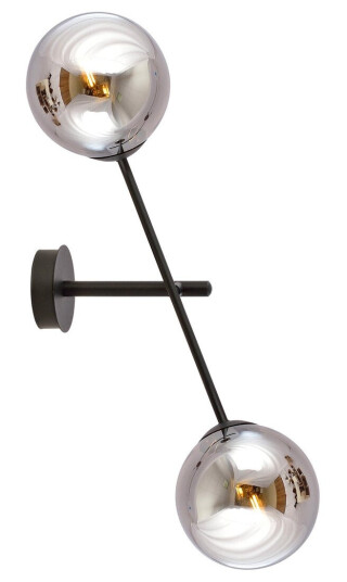 Emibig Linear vegglampe - Svart/Røykfarget glass