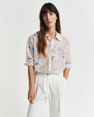 Gant Relaxed fit silkeskjorte med blomsterprint PUTTY 42 Gant Relaxed fit silkeskjorte med blomsterprint PUTTY 42