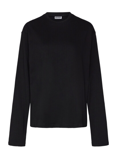 Weekday Long Sleeved Boxy Cotton T Shirt   Black   XXS