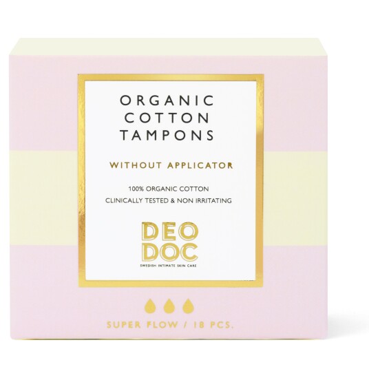 DeoDoc 100 % Organic Cotton Tampons Super no Applicator 18pcs DeoDoc 100 % Organic Cotton Tampons Super no Applicator 18pcs