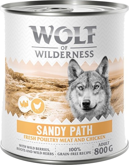 Wolf Of Wilderness Våtfôr Adult Sandy Path Fjærkre Med Kylling 6 X 800 G