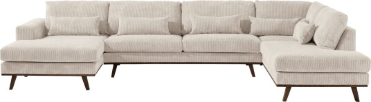 Copenhagen 5 seters Høyrevendt U formet Large Sofa med Divan og Sjeselong i Manchester Beige