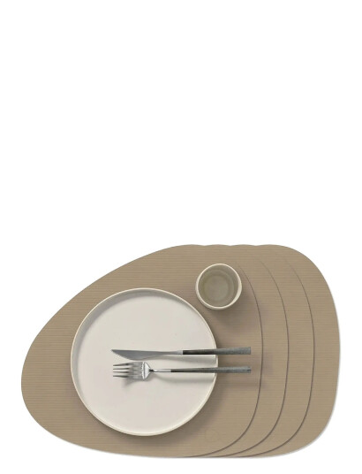 LIND DNA 4-Set Table Mat Curve L Corduroy - Beige - 37X44CM