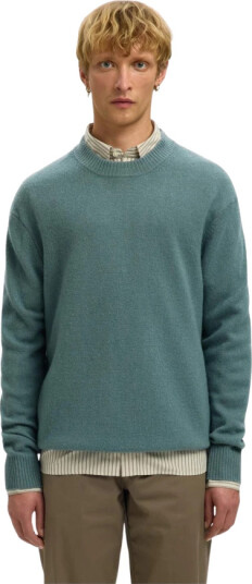 Selected Slhreuben Ls Knit Relaxed Crew Neck Green XL