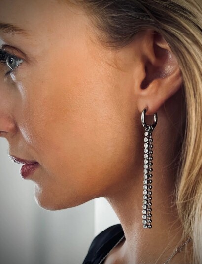 Bud to rose Ice Bead Fringe Earring Silver Silver Bud to rose Ice Bead Fringe Earring Silver Silver