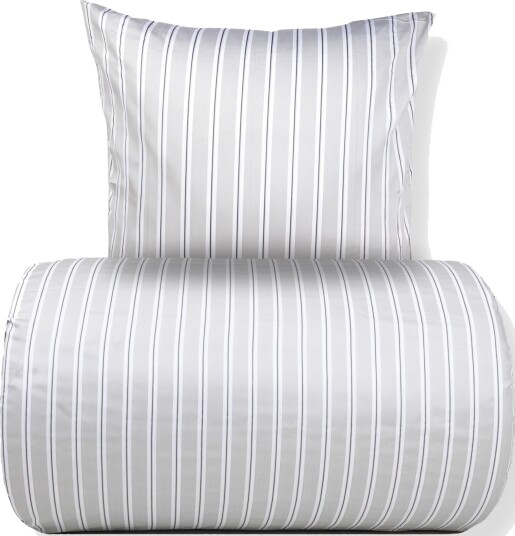 Borg Living Dobbelt sengetøy 200x200 cm - 100% myk bomullssateng - Stripe grå - By Night - Stripete sengetøy