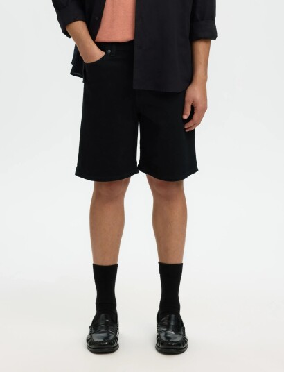 Selected Slhreg Alex Black 705 Denim Short Noos Black XXL