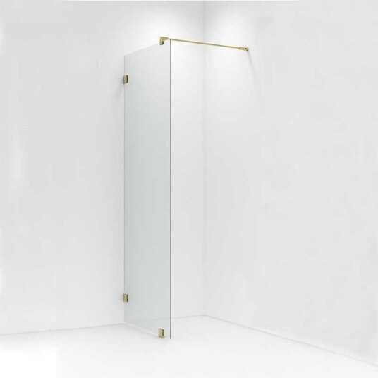 Vikingbad Emil Glassfelt H200cm - Inkl. Støttestag, Veggfeste og Gulvfeste Gull / 100cm Klart Glass