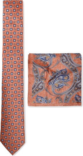Amanda Christensen Tie & Pocket Square 213 RUST MELANGE One Size