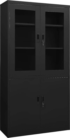 vidaXL Kontorskap svart 90x40x180 cm stål