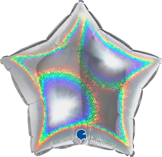 Ballongkungen Folieballong Stjerne Glitter Sølv 46 cm 19269GHS