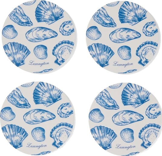 Lexington Home Laminated Double Sided Coaster Set Set Of 4   Blue   Ø 9 CM