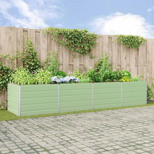 vidaXL Plantekassed Pastellgrønn 385 x 100 x 75 cm Galvanisert Stål
