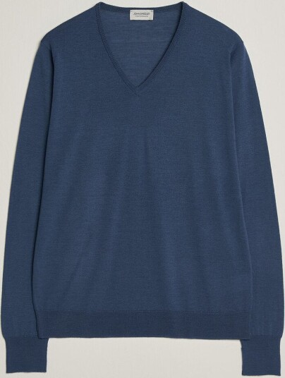 John Smedley Bobby Extra Fine Merino V Neck Pullover Teal Firth