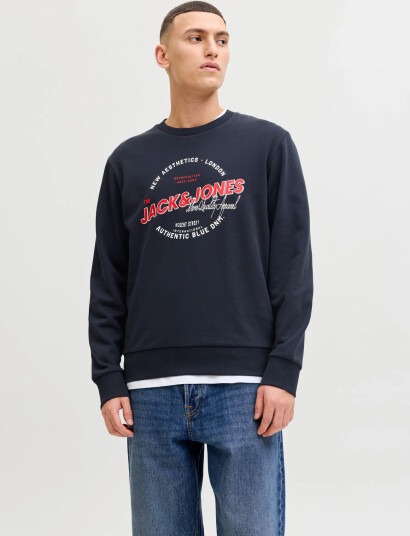 Jack & Jones Jjelogo Sweat Crew Neck 2 Col Ss26   Navy   S