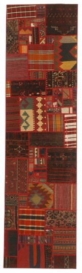 Håndknyttet. Opphav: Persia / Iran Kelim Patchwork Teppe 82x304