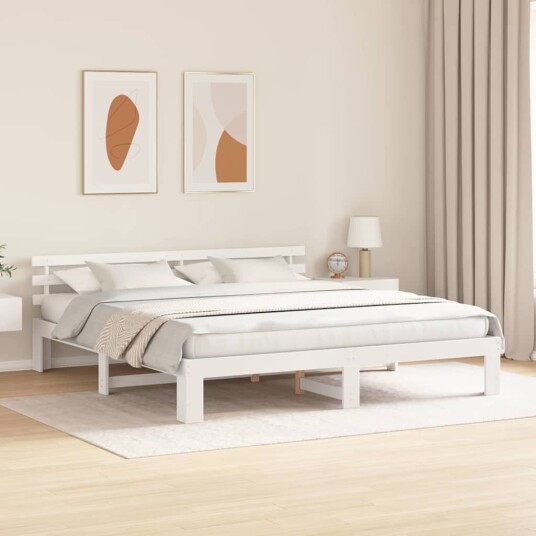  Hvit Sengestamme Hvit Massivt tre 200 x 200 cm