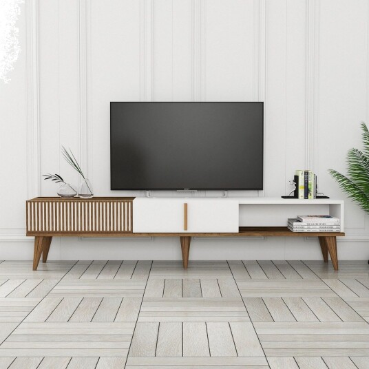 Lissione Tv-benk 180 cm - Valnøtt/Hvit Lissione Tv-benk 180 cm - Valnøtt/Hvit