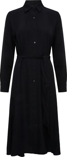 Lauren Ralph Lauren Belted Double Faced Georgette Shirtdress BLACK 44