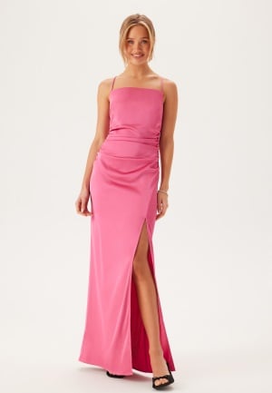 Bubbleroom Occasion Tie Back Satin Gown Pink 36