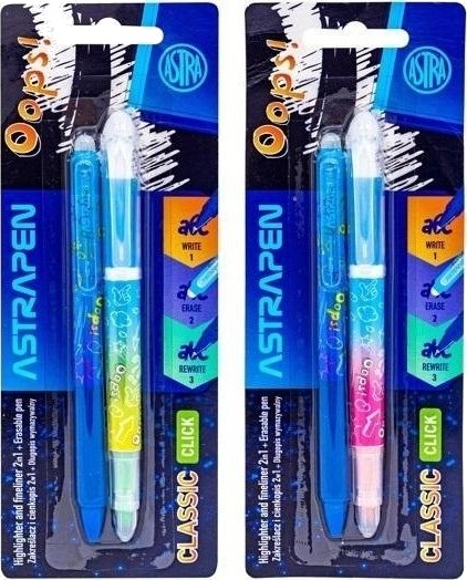 Highlighter 2-I-1 + Slettbar Penn Klassisk Blanding