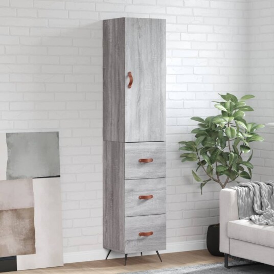 vidaXL Highboard grå sonoma 34,5x34x180 cm konstruert tre vidaXL Highboard grå sonoma 34,5x34x180 cm konstruert tre