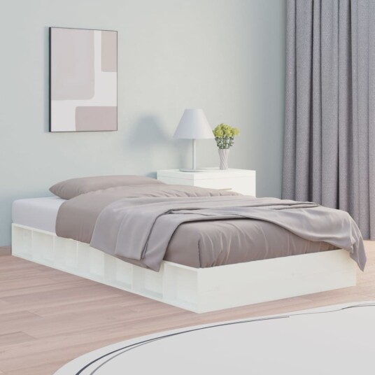 vidaXL Sengeramme hvit 90x200 cm heltre