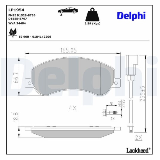 Bremseklosser DELPHI LP1954 Bremseklosser DELPHI LP1954