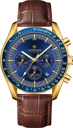 Kompass ChronoSpeed Gold Blue Brown