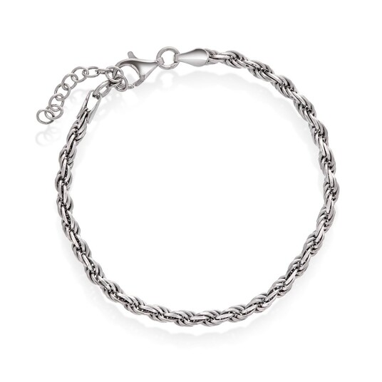 Pan Jewelry Cordel armbånd i 925 rhodinert sølv 19 cm Pan Jewelry Cordel armbånd i 925 rhodinert sølv 19 cm