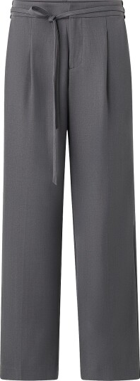 Gina Tricot   Bukser Mid waist belted trousers   Grå