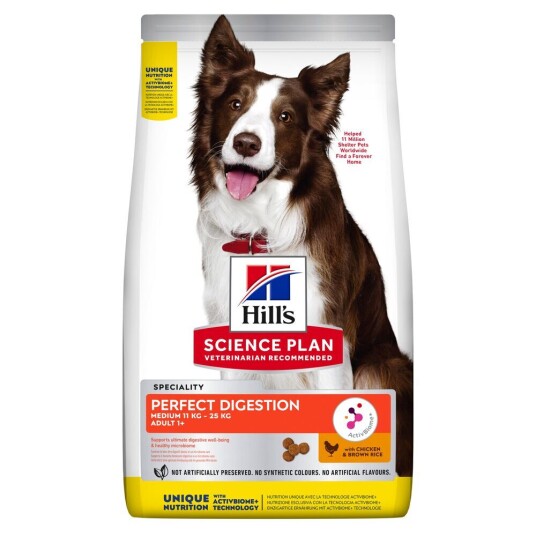 Hill's Science Plan Medium Adult Perfect Digestion Tørrfôr med Kylling og Råris 2,5 kg