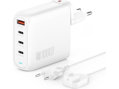 4Smarts GaN Flex Pro 100W Travel Edition Lader med 3xUSB-C og 1xUSB-A Hvit