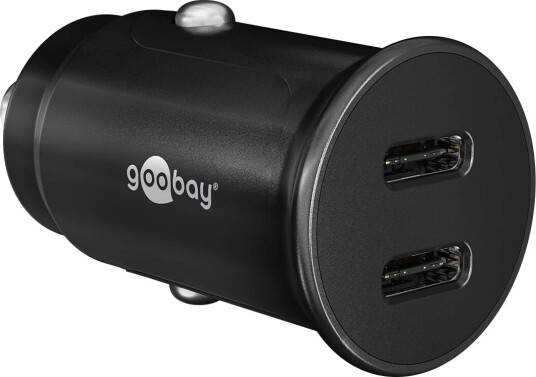 Goobay 30W Dobbel USB-C PD Hurtiglader for Bil - Svart