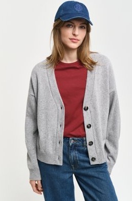 Gant Cardigan i ekstra fin lammeull GREY MELANGE XS