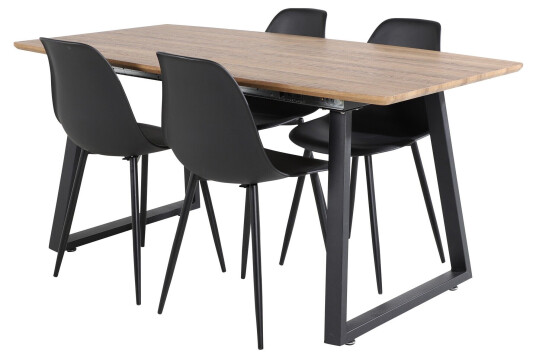 Venture Home Inca Spisegruppe 160 cm Rektangulær med 4 Polar Stoler Sort