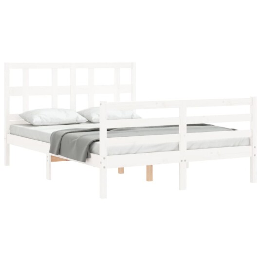 vidaXL Sengeramme med hodegavl hvit 120x200 cm heltre