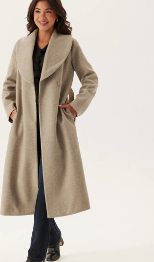 Bubbleroom Shawl Collar Coat Beige M x 124