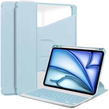 iPad Air 13 2024/2025 360-graders roterende smartveske med Bluetooth-tastatur Himmelblå