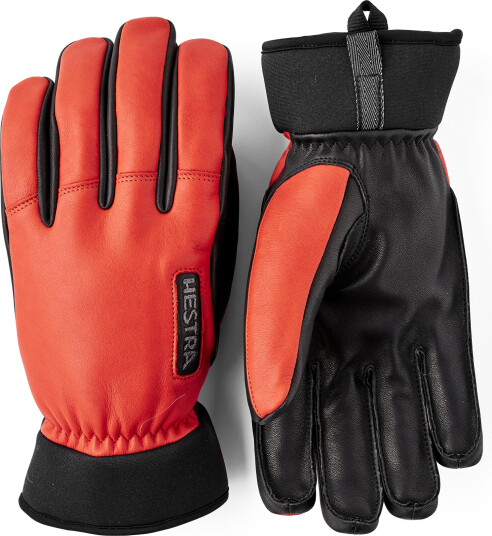 Hestra Army Leather Wool Terry 5 Finger Flame Red 7 Hestra Army Leather Wool Terry 5 Finger Flame Red 7