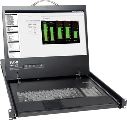 Tripp Lite Eaton 8 Port Rack Console Cat5 KVM 19" B070 008 19 Tripp Lite Eaton 8 Port Rack Console Cat5 KVM 19" B070 008 19