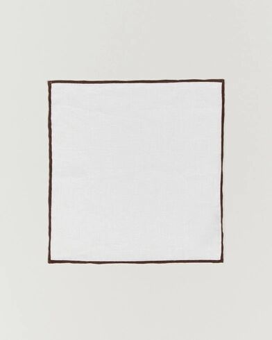 Amanda Christensen Linen Paspoal Pocket Square White/Brown