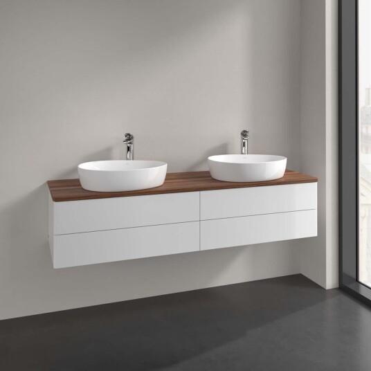 Villeroy & Boch Antao Servantskap med 4 skuffer 160x50x36 cm u/lys Hvit Blank/Valnøtt Villeroy & Boch Antao Servantskap med 4 skuffer 160x50x36 cm u/lys Hvit Blank/Valnøtt