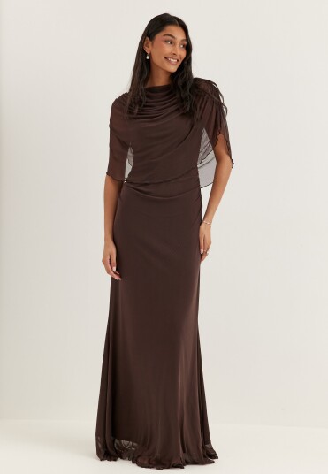 Bubbleroom Occasion Cape Mesh Gown
