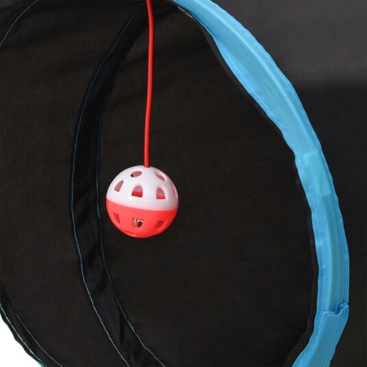 vidaXL Kattetunnel 3-veis svart og blå 25 cm polyester