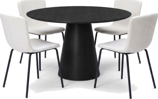 Siena spisegruppe rund 110 cm svart med 4 Katy spisestoler Svart
