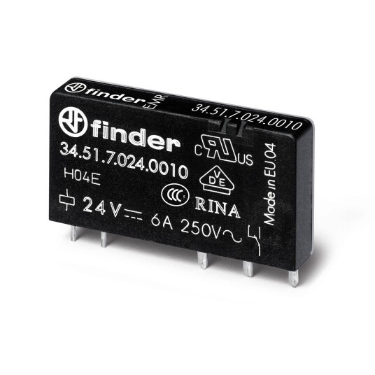 Finder F34517024010 Relé 24V DC 6/10A Elfordeling & strømforsyning
