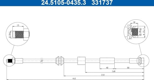 ATE 24.5105 0435.3 Bremseslange